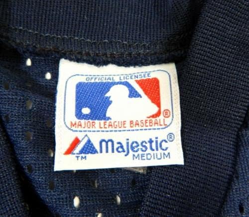 1983-90 מלאכים בקליפורניה משחק ריק הונפק תרגול חבטות כחול ג'רזי M 743 - משחק משומש גופיות MLB
