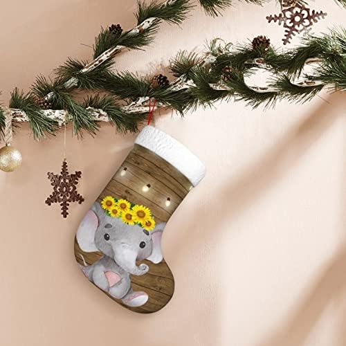 Yilequan 18 סנטימטרים גרבי חג המולד גרביים קלאסיים, רצפת עץ של חמניות פיל, לחג המשפחתי לחג חג המולד