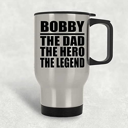 מעצב את בובי האבא הגיבור האגדה, ספל נסיעות כסף 14oz כוס מבודד מפלדת אל חלד, מתנות ליום הולדת