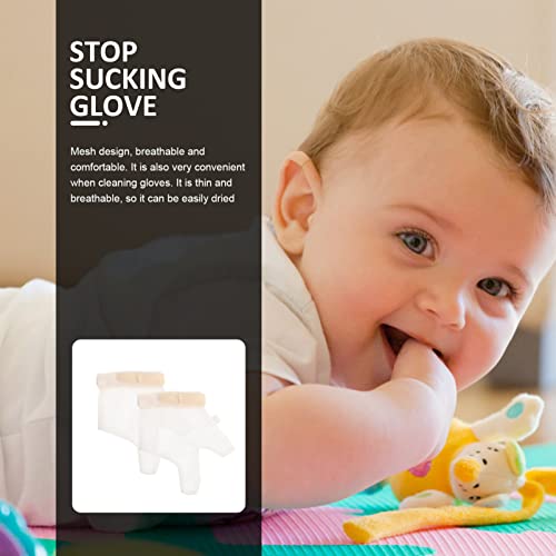 יילוד כפפות תינוק להפסיק מציצת אצבע אצבע משמרות ילד תינוקות להפסיק מציצת אצבע ערכת רך רשת בד להפסיק מציצת כפפת