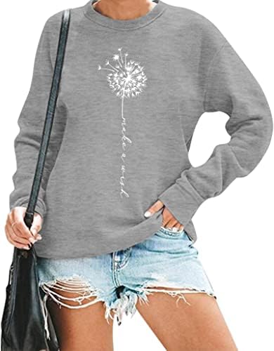 אסטאנפי נשים שן הארי סווטשירט סווטשירט פרוש חסד אמונה סוודרים חולצת פרחי בר שרוול ארוך סוודר אופנה רופף עליון