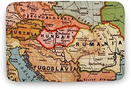 מפת הונגריה שטיחי מחצלות אמבטיה, מפה היסטורית של אירופה שטיחי אמבטיה שטיח אמבטיה קטיפה עם גיבוי גומי סופג