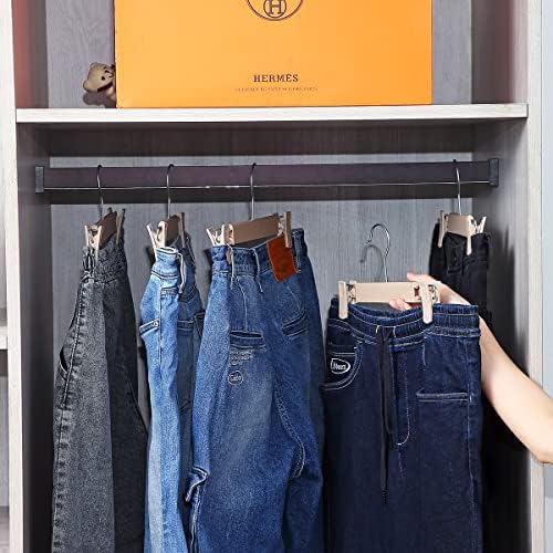 Kyraton 5 חלקים מכנסיים קולבים עם קליפים, קולב קליפ לשמלת מכנסיים, חסוך שטח מרכזי בארון הבגדים,