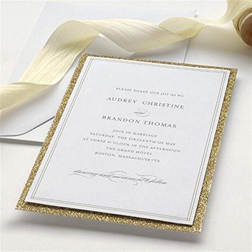 אולפני גרטנר הדפס נצנצים זהב בערכת הזמנה לחתונה בבית, לבן, ספירה 50