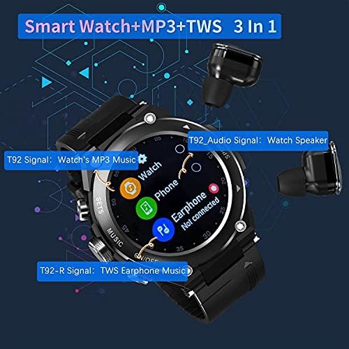 Fitsen Smart Watch עם אוזניות Mp3 אוזניות Bluetooth 3 ב -1 1.28 אינץ