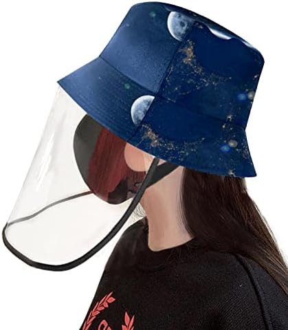 כובע מגן למבוגרים עם מגן פנים, כובע דייג כובע אנטי שמש, יקום החלל אדמה ירח