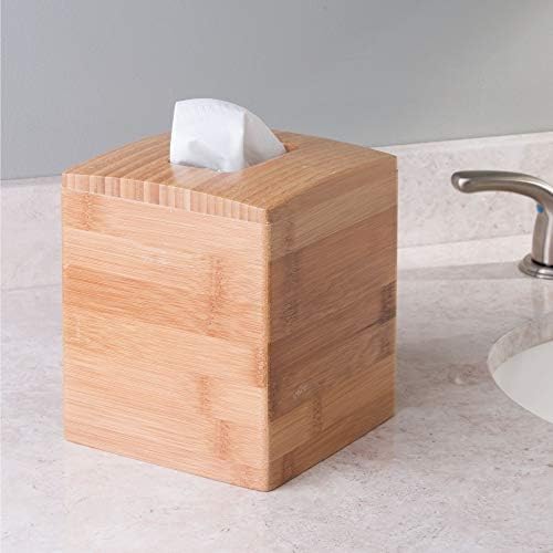 Idesign Formbu במבוק במבוק כיסוי קופסת רקמות פנים, מיכל בוטיק למשטחי יהירות אמבטיה, 5.25 x 5.25