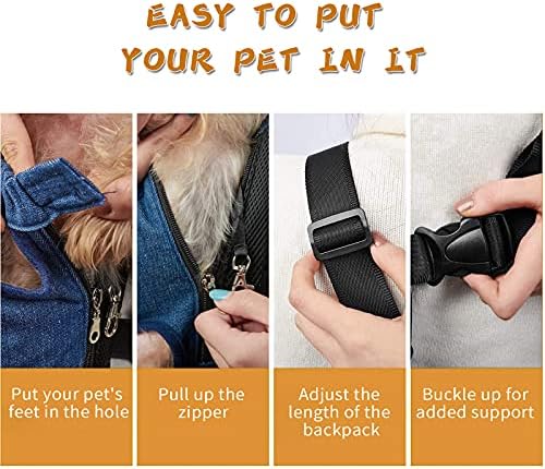 תיק גב לחיות מחמד לכלבים קטנים 5-7 פאונד עם מחזיק טלפון סלולרי-רצועות כתף מרופדות מאווררות מתכווננות, מושלם ליורקי,