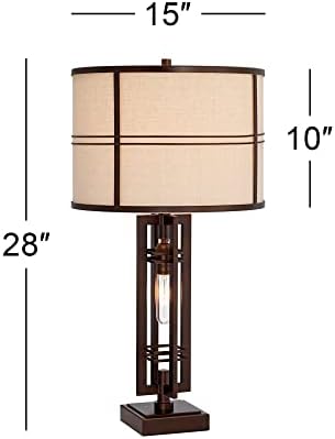 פרנקלין ברזל עובד אליאס כפרי חווה תעשייתי שולחן מנורת עם כיכר משכים מנורת לילה 32.25 גבוה שמן