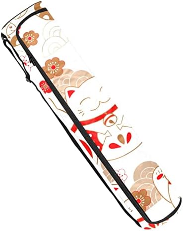 חמוד יפן קריקטורה מזל חתול ורוד פרחי יוגה מחצלת עם רצועת כתף יוגה מחצלת תיק חדר כושר תיק חוף תיק
