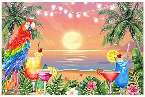 68 איקס 45 קיץ חוף רקע טרופי לילה שקיעה דקל עץ עלים תוכי דפוס צילום רקע ואאו הוואי אלוהה יום הולדת תינוק