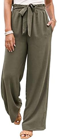 מכנסי טרקלין רגליים רחבות לנשים לנשים מותניים גבוה