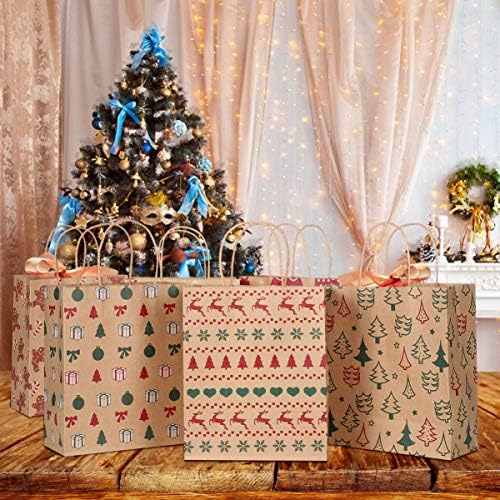 קבילוק חג המולד קראפט מתנת שקיות 24 מגוון סגנונות שקיות חג המולד נייר שקיות חג המולד גודי שקיות עם ידיות
