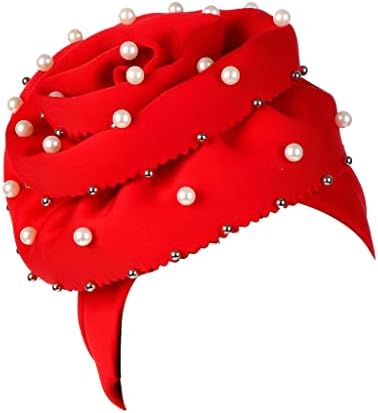 כובע טורבן פנינים כדורים מפוזרים פרחים גדולים בצבע אחיד גברת ליידי