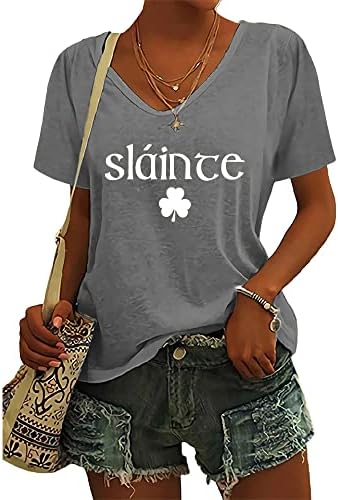 Fiogomis's Slainte Slainte Slainte St. Patrick's Day's Saveweart Sthicshirt חולצות שרוק חולצות שרוול ארוך לנשים