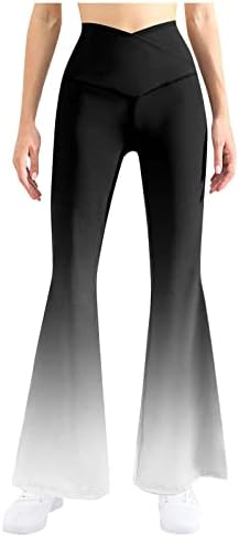 LTTVQM נשים קרוסאובר מכנסי טרנינג מתלקחים מכנסי אימון מזדמנים מותניים גבוהים מכנסיים מגפיים חותלות עניבה על