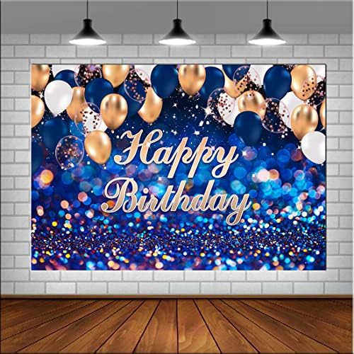 לייקגס 7 על 5 רגל רקע כחול רויאל כחול כהה וזהב רקע מסיבת יום הולדת שמח בלון רקע יום הולדת גברים נשים