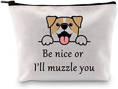 Jxgzso מתנה לבעלי כלב מצחיק להיות נחמדה או שאעצוף לך תיק קוסמטי וטרינר טכנולוגי שקית רוכסן תיק חובב