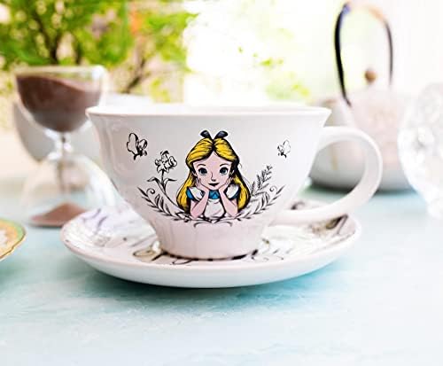 דיסני אליס בארץ הפלאות העולם שלי 12-אונקיה קרמיקה ספל תה ותחתית סט / תה מסיבת מתנת סט עבור קפה, אספרסו,