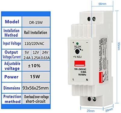 FACDEM DIN תעשייתי רכבת מיתוג אספקת חשמל DR-15 15W פלט יחיד 5V 12V 24V AC AC ל- DC ממיר מתג מתג