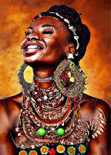Skryuie 5d מקדח מלא ציור יהלום תכשיטים אשה אפריקאית לפי ערכות מספר, צבע עם יהלומים רקמת Arts Diy