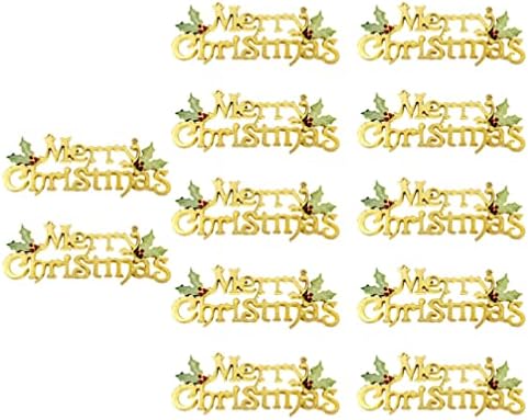 תגי קולב דויטול 12 יחידות נצנצים שלט חג מולד שמח רישום עץ חג המולד נצנצים עם פירות יער הולי עץ