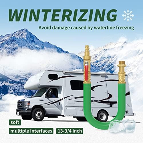 ערכת RVGuard RV Winterizing, RV Winterize מתאם פיצוץ עם תקע חיבור מהיר 1/4 וחוט צינור גינה 3/4 עבור