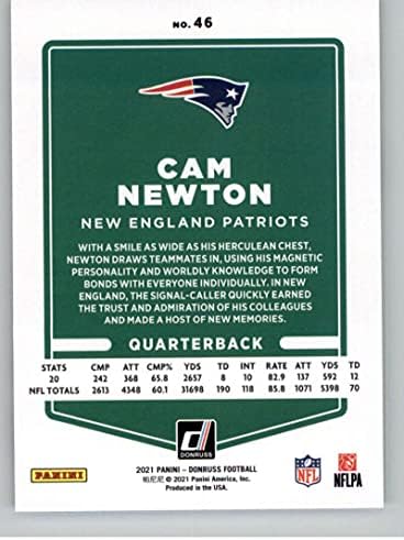 2021 דונרוס 46 קאם ניוטון ניו אינגלנד פטריוטס NFL כרטיס כדורגל NM-MT