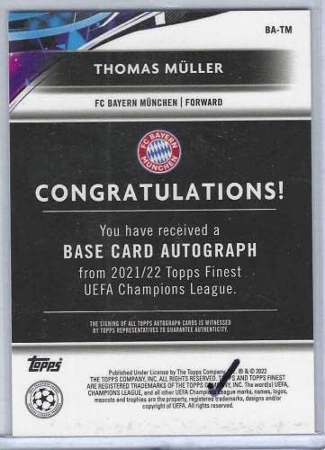 תומאס מולר 2021-22 Topps הכי טוב UCL Refractor Silver Auto BA-TM-כרטיסי כדורגל עם חתימה