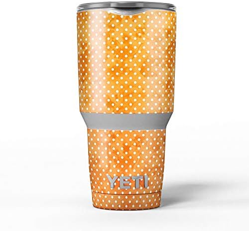 תכנן Skinz נקודות הפולקה הצבועות בצבעי מים כתומים - ערכת עטיפת ויניל מדבקות עור תואמת את כוסות הכוס