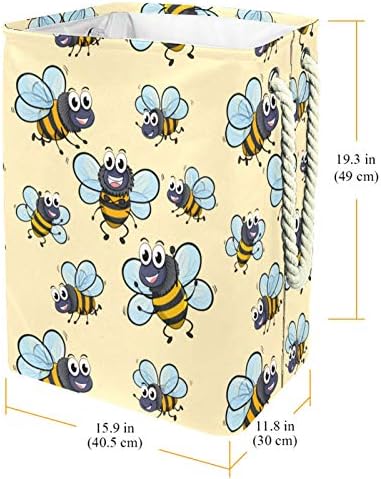 דייה קריקטורה חמוד צהוב חרקים דבורים דפוס סלי כביסה סל גבוה חסון מתקפל למבוגרים ילדים בני נוער בנות בחדרי