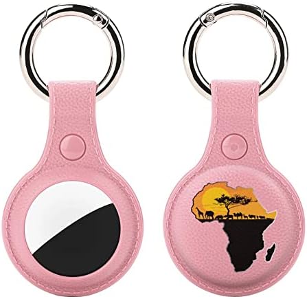 בעלי חיים אפריקאים מעל המפה של אפריקה תואם עם איירטאג מקרה עם מחזיק מפתחות מוצר מאתר אביזרי עם