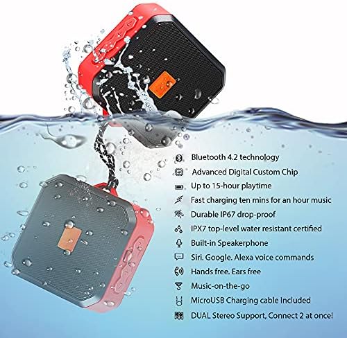TEK STYZ IPX7 רמקול תואם לחיי ה- BLU שלך עם זמן משחק אטום למים, מקורה, חיצוני נסיעה 1500