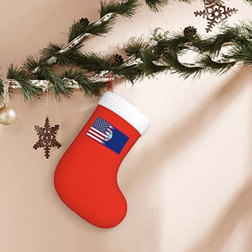 TZT דגל אמריקאי ודגלו של גרבי חג המולד של גואם, מתנות למסיבת חג חג המולד לקישוטים לחג משפחתי 18 אינץ '