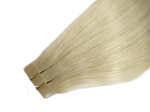 בלונד אמיתי שיער הרחבות טבעי ישר 16 אינץ קלטת שיער הרחבות שיער טבעי 60 פלטינה בלונד קלטת הרחבות עם דבק קלטות