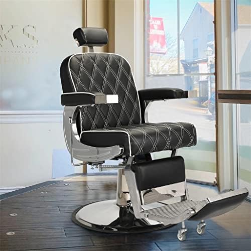 כיסא סלון הידראולי שכיבה על כיסא מספרה עם משענת ראש מתכווננת ובסיס חובה כבד לחיתוך שיער