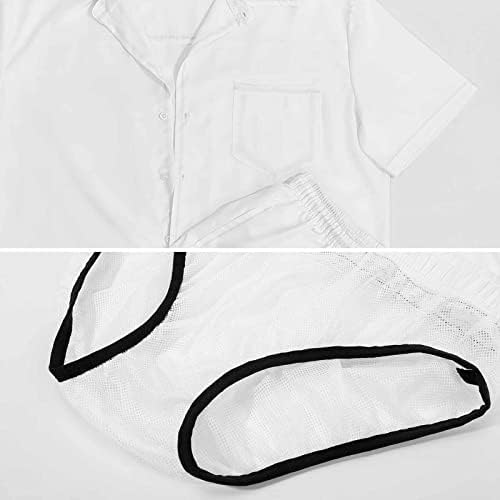 מעיל הנשק של גברים קמרון 2 חלקים הוואי סט מכפתור חולצות שרוול קצר מכנסי חוף מכנסיים רופפים טייס אימונית