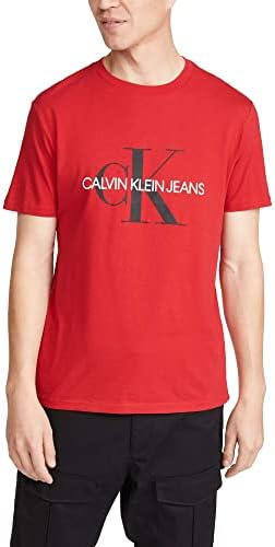 Calvin Klein's Short שרוול קצר שרוול צוואר צוואר כותנה מונוגרמה לוגו חולצת טריקו