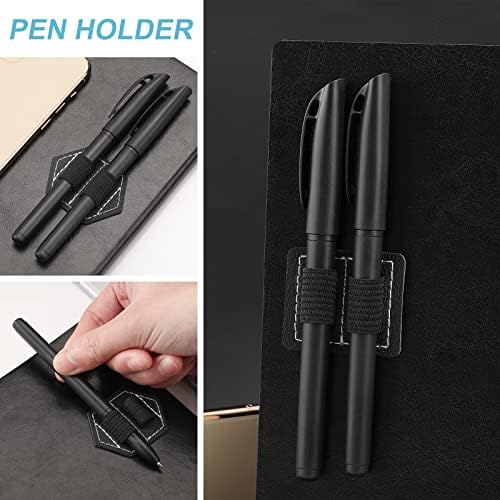 Lunpliran Pen Loops עיפרון מחזיקי לולאה מדביקים עצמיים כרית עור PU עם אלסטי כפול לערט, עיפרון של מסכי