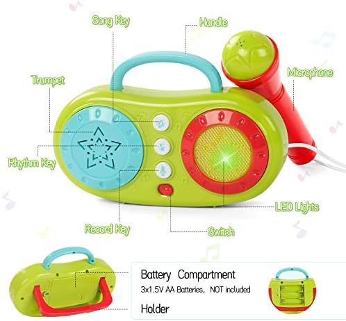 שירה חדשה יחד עם אור מהבהב; מכונת מיקרופון קריוקי לילדים מתנות גיל 2, צעצועים מצחיקים לפעוטות