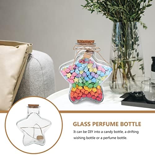 עיצוב חתונה של קאבילוק בקבוקי זכוכית קטנים בקבוקונים צנצנות: פקקי פקק צנצנות זכוכית 2 יחידות כוכב צורה מאחלת