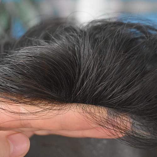 אולטרה דק עור גברים פאה בלתי נראה גברים שיער החלפת פולי פאה עם לולאה 0.03 ממ דק עור שיער טבעי מערכת