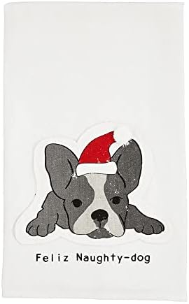 מגבת אפליקציות כלב בוץ חג המולד, כלב פליז, 26 x 16.5