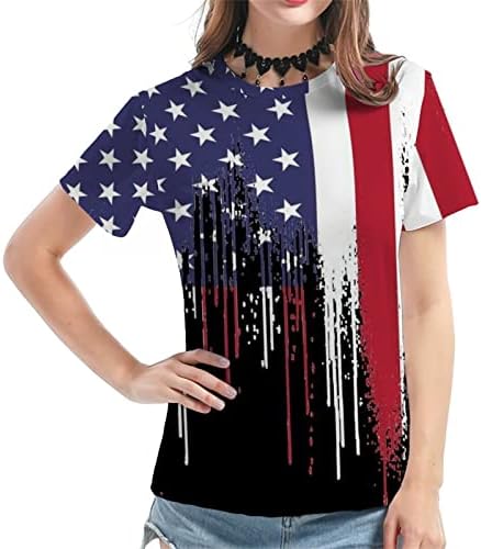 חולצת דגל אמריקאית חולצות פטריוטיות חולצות נשים 4 ביולי חולצה ראגלן שרוול קצר כוכבי קיץ פסים עליונים