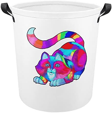 צבעוני חתול גדול סל כביסה סל תיק כביסה עם ידיות עבור מכללת במעונות נייד