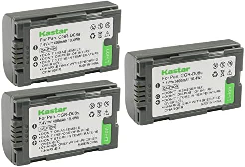 Kastar 3-Pack CGR-D08 החלפת סוללה ל- PANASONIC PV-BP8, PV-D401, PV-VM202, DZ-MX5000, VDR-M10, VDR-M20,