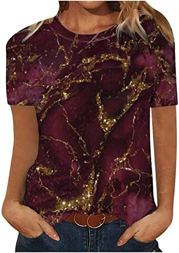 חולצות T מודפסות של נשים מזדמנים אופנה קיץ צמרות מזדמנים צוואר עגול רופפות חולצות רכות נוחות צמרות נשים