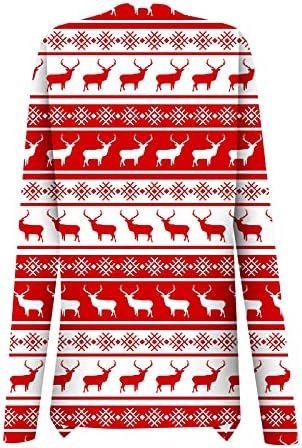 איש שלג לחג המולד לנשים מודפס שרוול ארוך ז'קט קרדיגן עונתי מזדמן רופף מעילים גדולים בגודל גדול