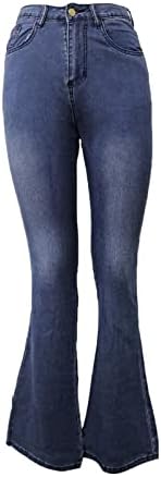 התלקחות פעמון תחתון ג 'ינס לנשים גבוהה מותן למתוח רחב רגל ג' ינס מכנסיים קלאסי הרזיה רטרו קומפי ז ' אן