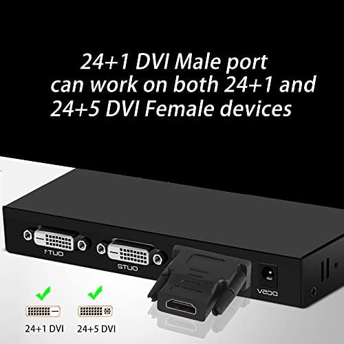 Pngknyocn dvi למתאם HDMI, דו כיווני HDMI נקבה עד DVI-D זכר תמיכה במחבר מצופה זהב 1080p עבור HDTV,